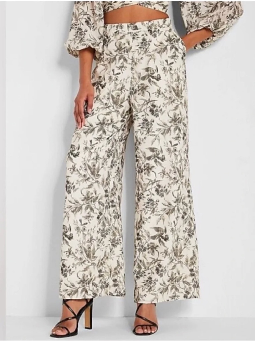 Express Floral Two Piece Set in Ivory/Olive